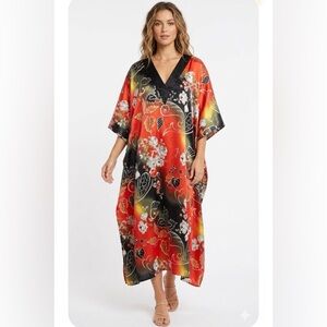 Winlar Floral Print All Eyes On Me Caftan - One Size